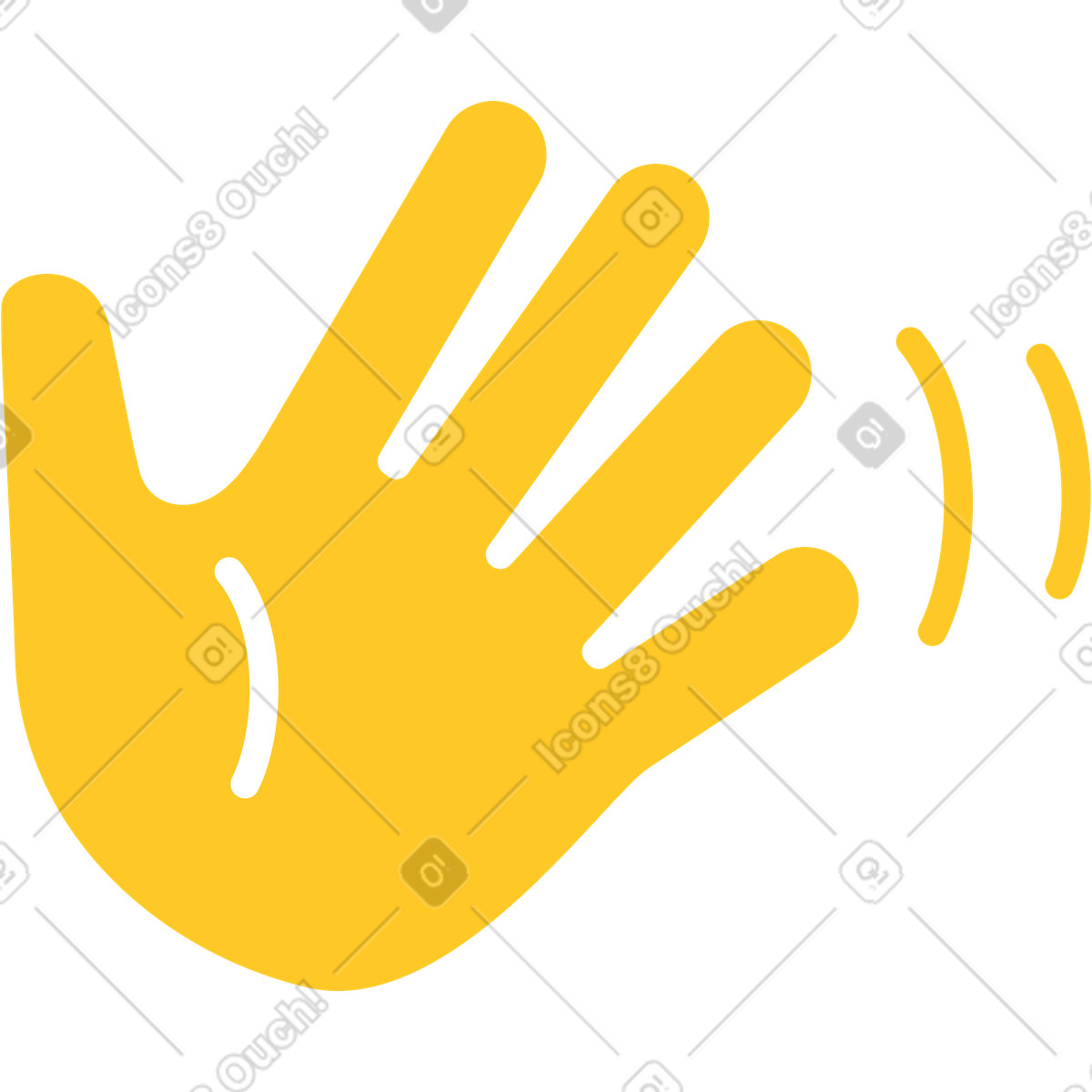 Hand waving yellow illustration in Rocky style download in PNG, SVG