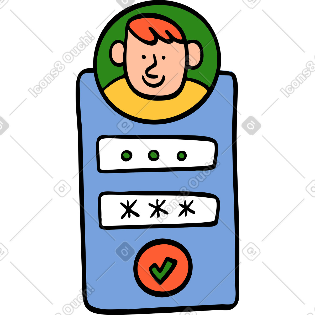 User log in illustration Comic style download PNG, SVG