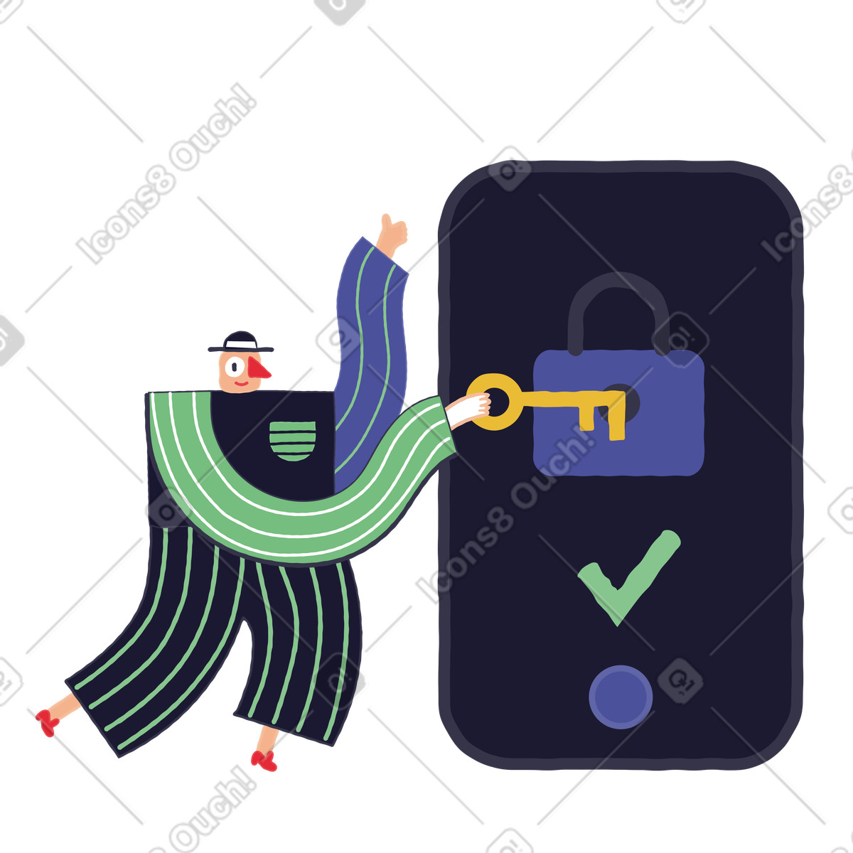 Иллюстрация Мобильная защита в стиле Stripy — скачать в форматах PNG, SVG