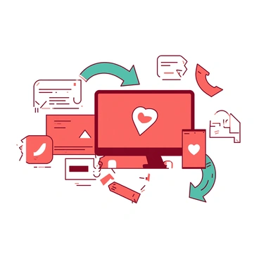 An array of social media icons interconnected with arrows indicating sharing