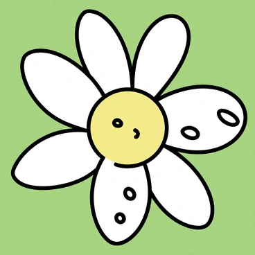 A close-up illustration of a single "edelweiss flower" with crisp white petals and a soft yellow center. Each petal is delicately shaped, standing out against a vibrant green background. "Dew drops" rest gently on the petals, reflecting light and adding a sense of freshness to the scene. The intricate details of the flower's texture are highlighted, showcasing the fine hairs along the petals. The overall composition focuses solely on the beauty of the edelweiss, emphasizing its delicate features.
