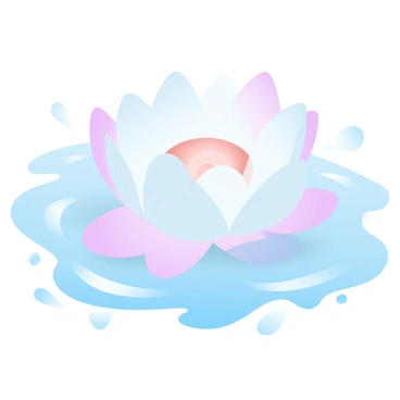 A water lily with wide, vibrant leaves is floating on the surface of still water. The petals of the lily are opened wide, showcasing their delicate texture and soft colors. Ripples are radiating outwards from the center of the lily, creating concentric circles in the water. The surrounding area features subtle reflections of the lily and the gentle movement of the water.