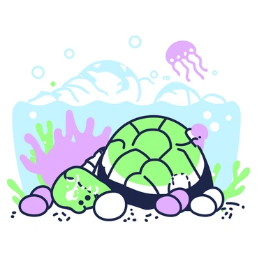 An underwater scene filled with various marine eggs suspended in the water. In the foreground, a cluster of green sea turtle eggs is nestled in the sandy substrate, some showing cracks indicating they are about to hatch. Nearby, a few purple fish eggs are attached to a coral branch, their translucent surfaces shimmering in the light. Toward the back, a group of jellyfish eggs drifts gently, their shapes round and delicate. The water is filled with tiny bubbles rising to the surface, and the faint outlines of rocks and seaweed can be seen in the background.