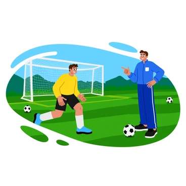 A dedicated soccer goalie training with a coach, practicing footwork and reflexes on a practice field.