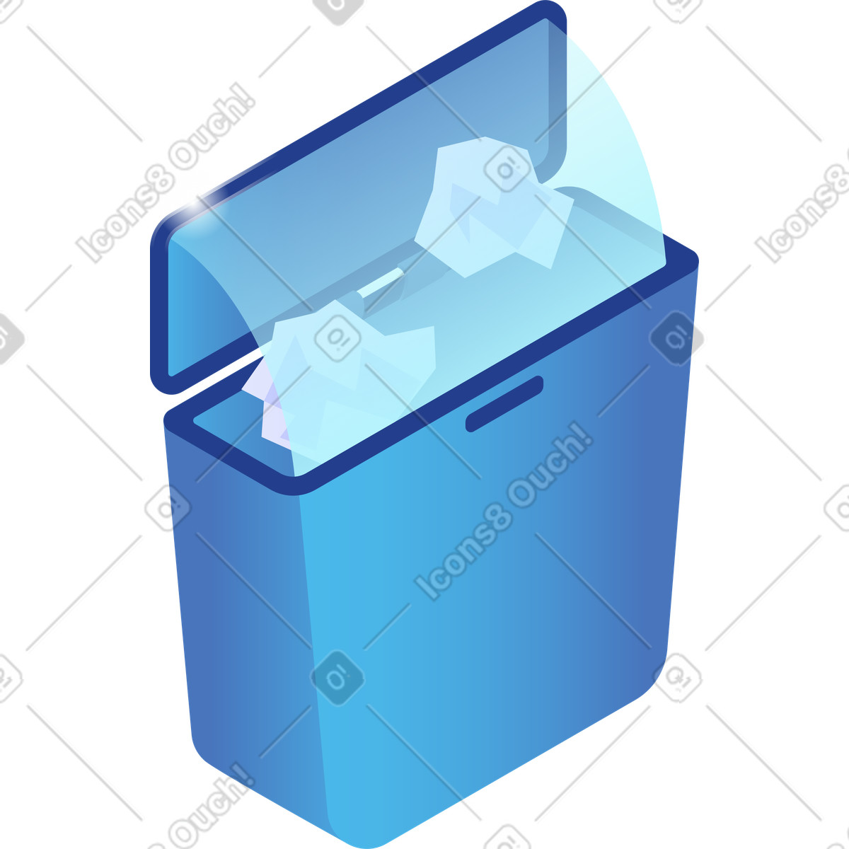 Trash bin icon representing delete files and remove unwanted digital data illustration in Quantum style download in PNG, SVG