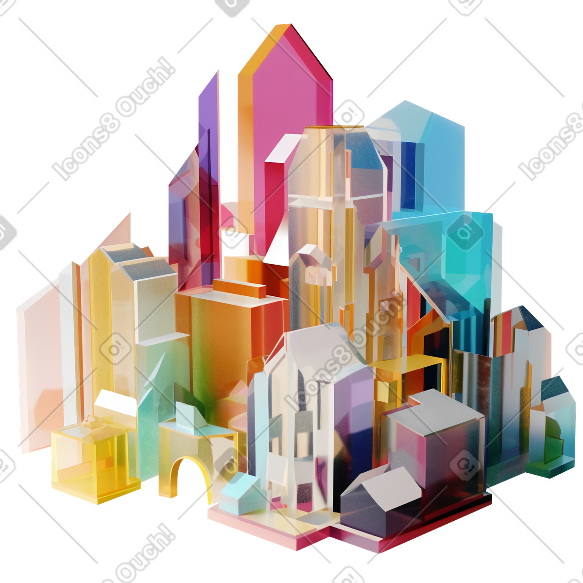 Ilustração de Abstract colorful sculpture of a city em no estilo 3D Construction para baixar em PNG, SVG