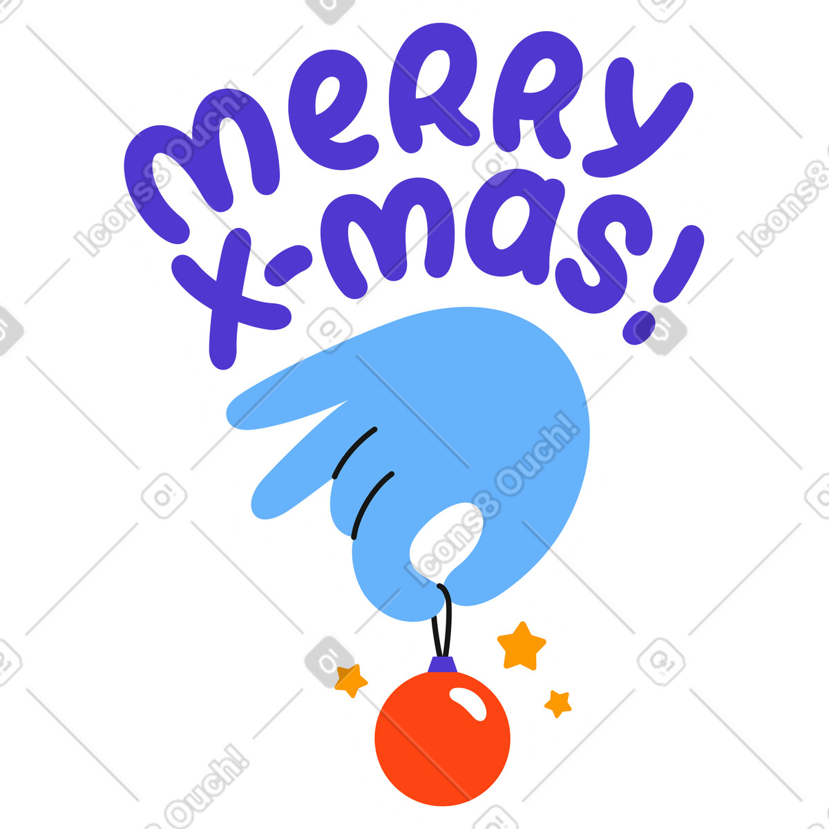 Ilustração de Mão e letras feliz natal! adesivo em PNG e SVG