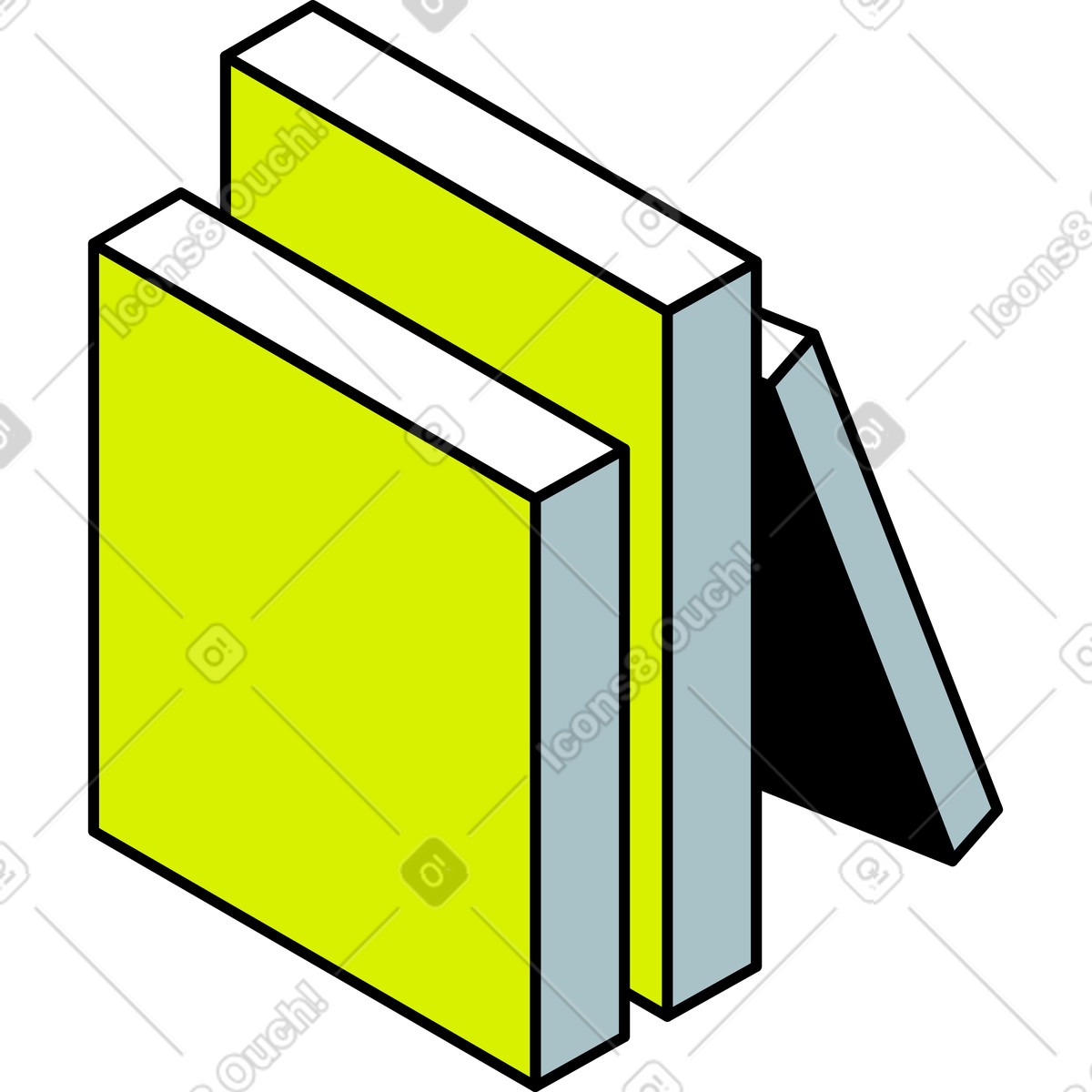 Ilustración Tres libros en estilo Isometric a descargar en PNG y SVG