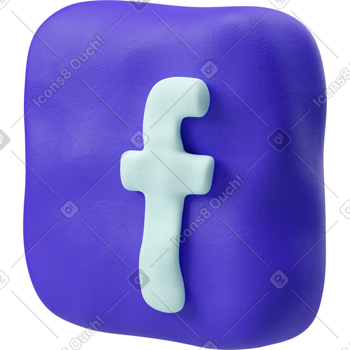 3D Plastilina スタイルの 正方形の facebook ロゴの 3/4 ビュー のイラストをPNG、SVG形式でダウンロード