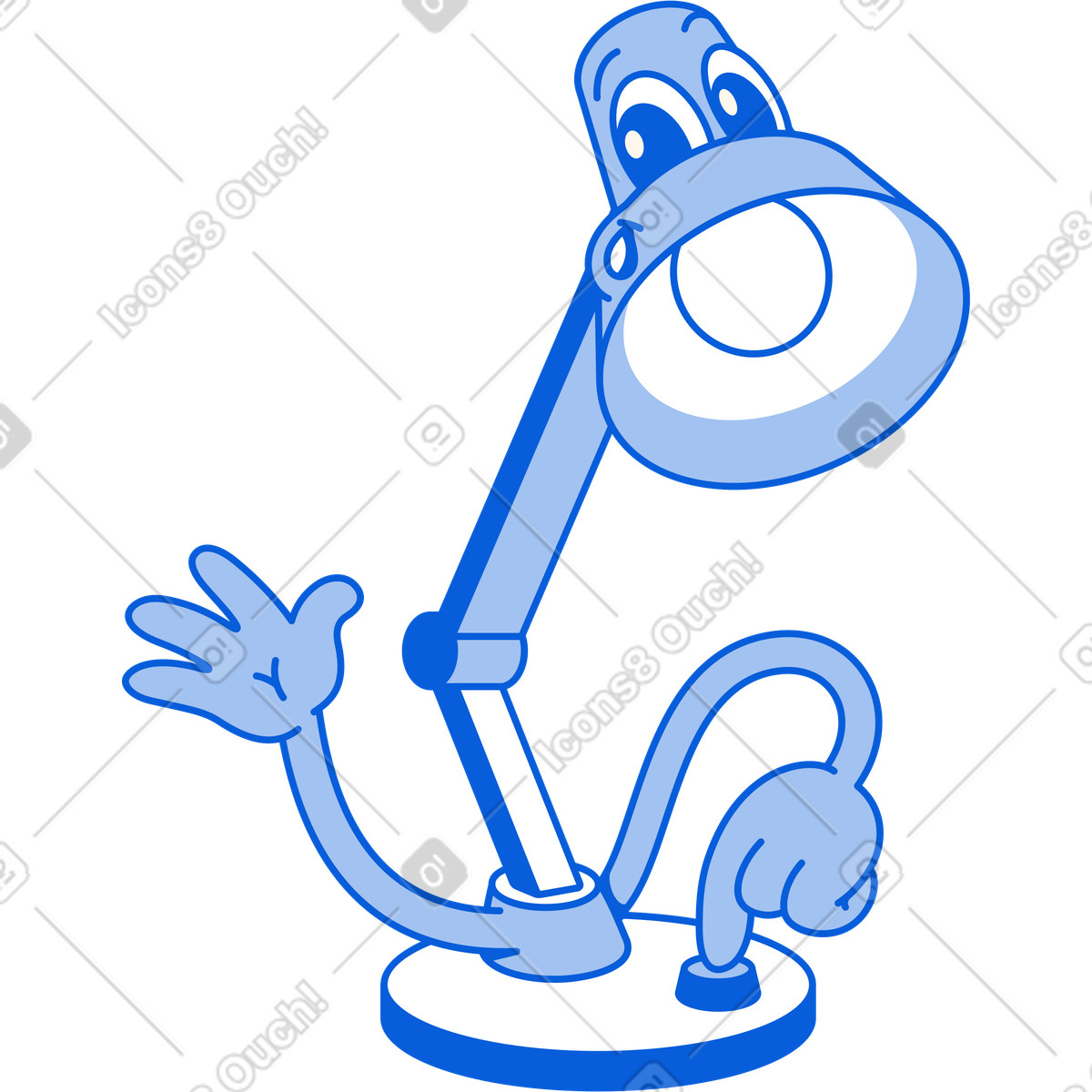 Lampe winkende hand-Illustration im Handy Line-Stil als Download in PNG, SVG