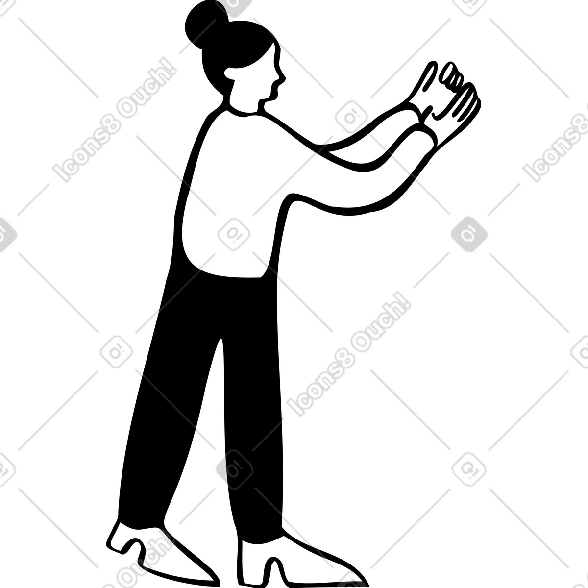 Woman holding something with two hands illustration in Journal style download in PNG, SVG