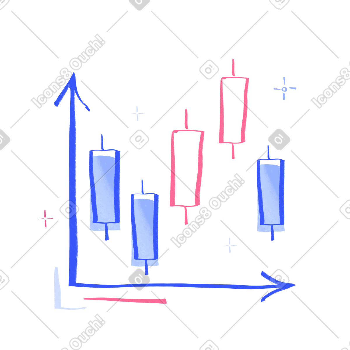 Candlestick chart for stock market illustrazione in stile Quirky scarica in PNG, SVG