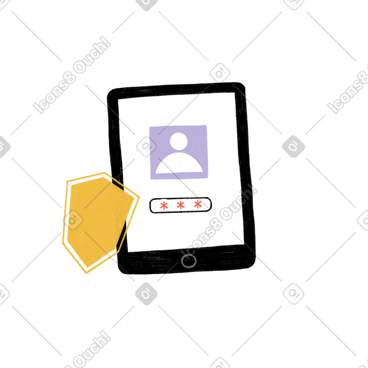 Protezione e password nella scheda del browser come sicurezza informatica web illustrazione in stile Tutti scarica in PNG, SVG