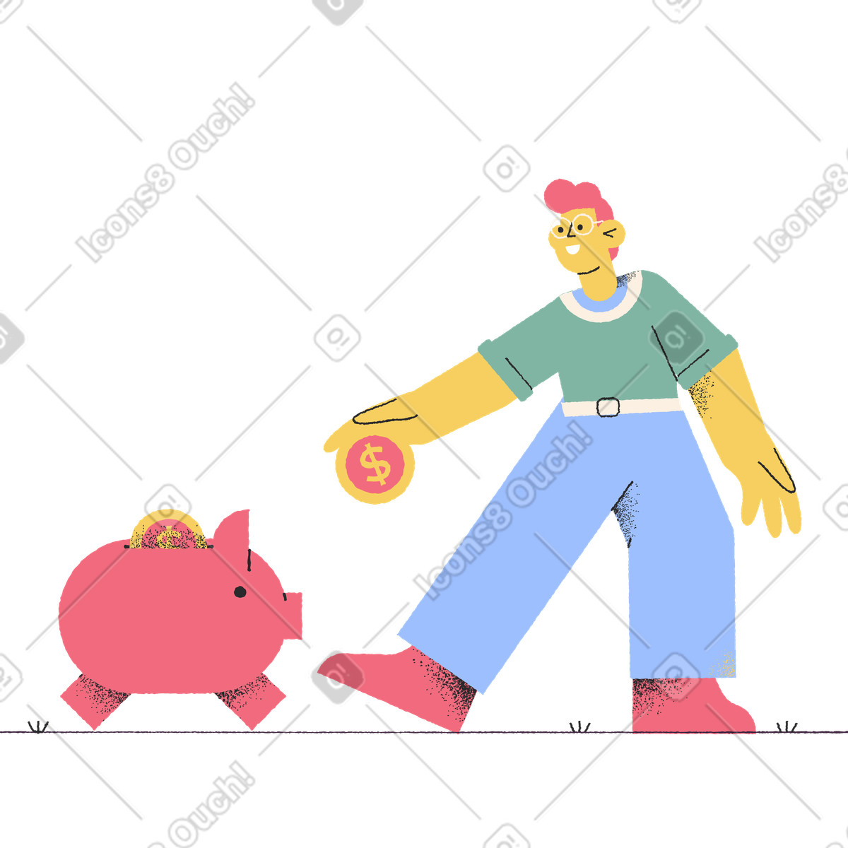 Ilustração de Saving money in piggy bank, Healthy financial habit em no estilo Pablo para baixar em PNG, SVG
