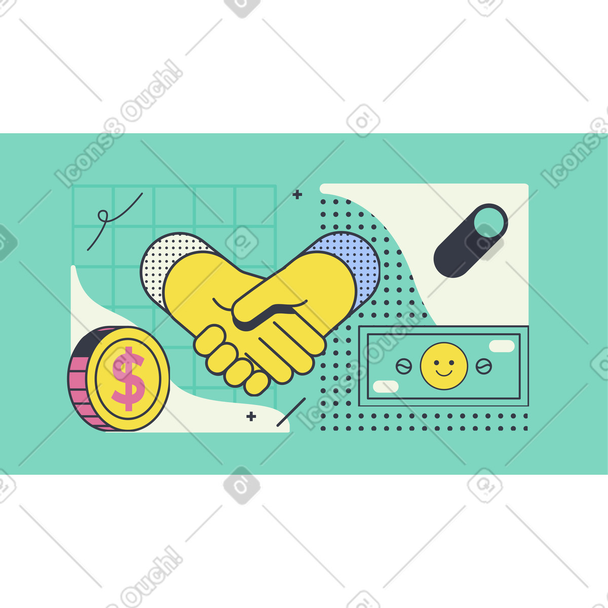 Stretta di mano durante un affare illustrazione in stile Abstract scarica in PNG, SVG