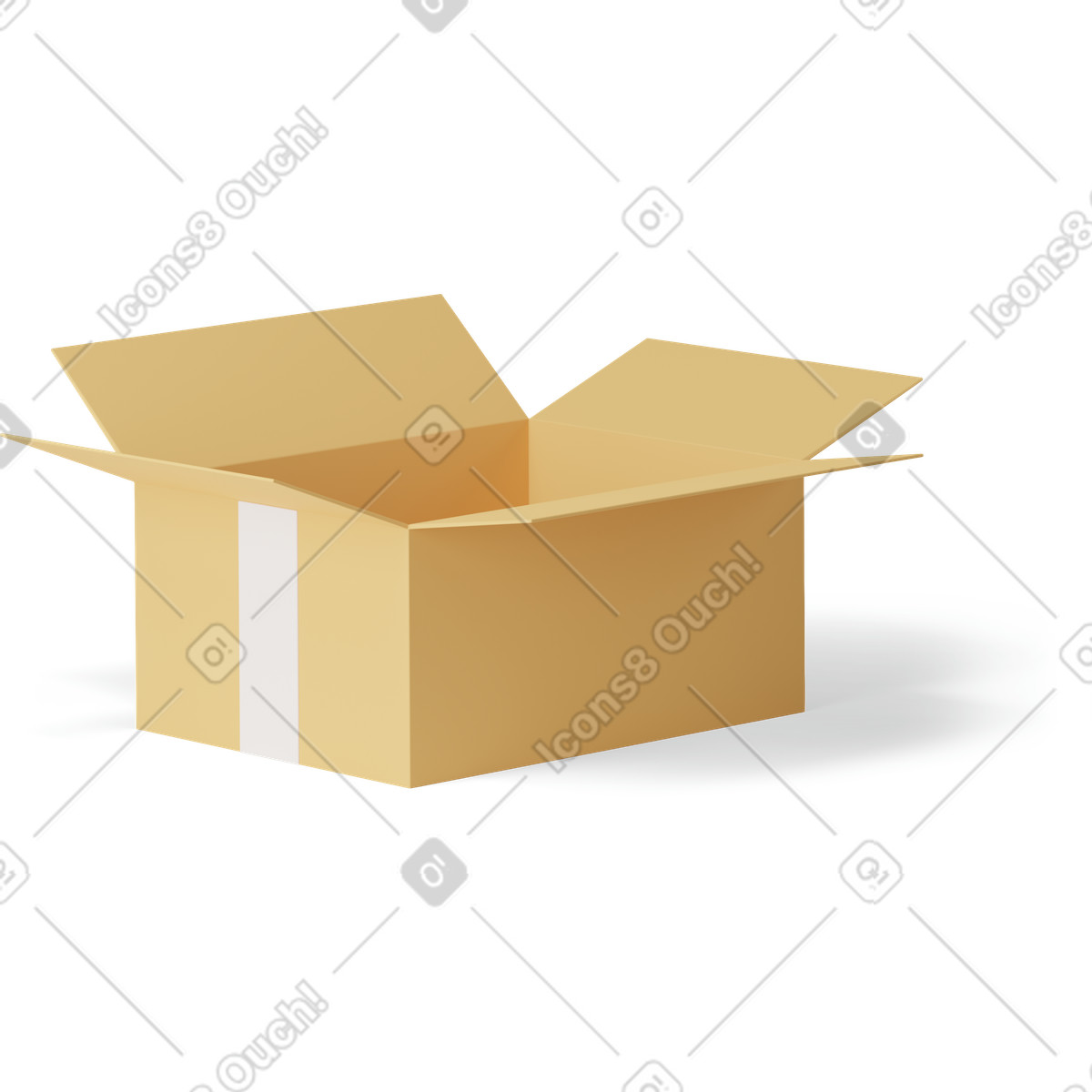 Open cardboard box-Illustration im 3D Casual life-Stil als Download in PNG, SVG