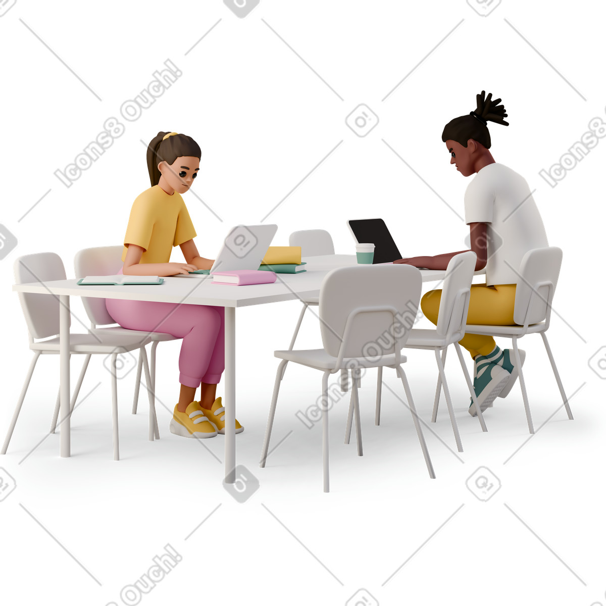 Иллюстрация Teamwork of colleagues in the office в стиле 3D Casual life — скачать в форматах PNG, SVG