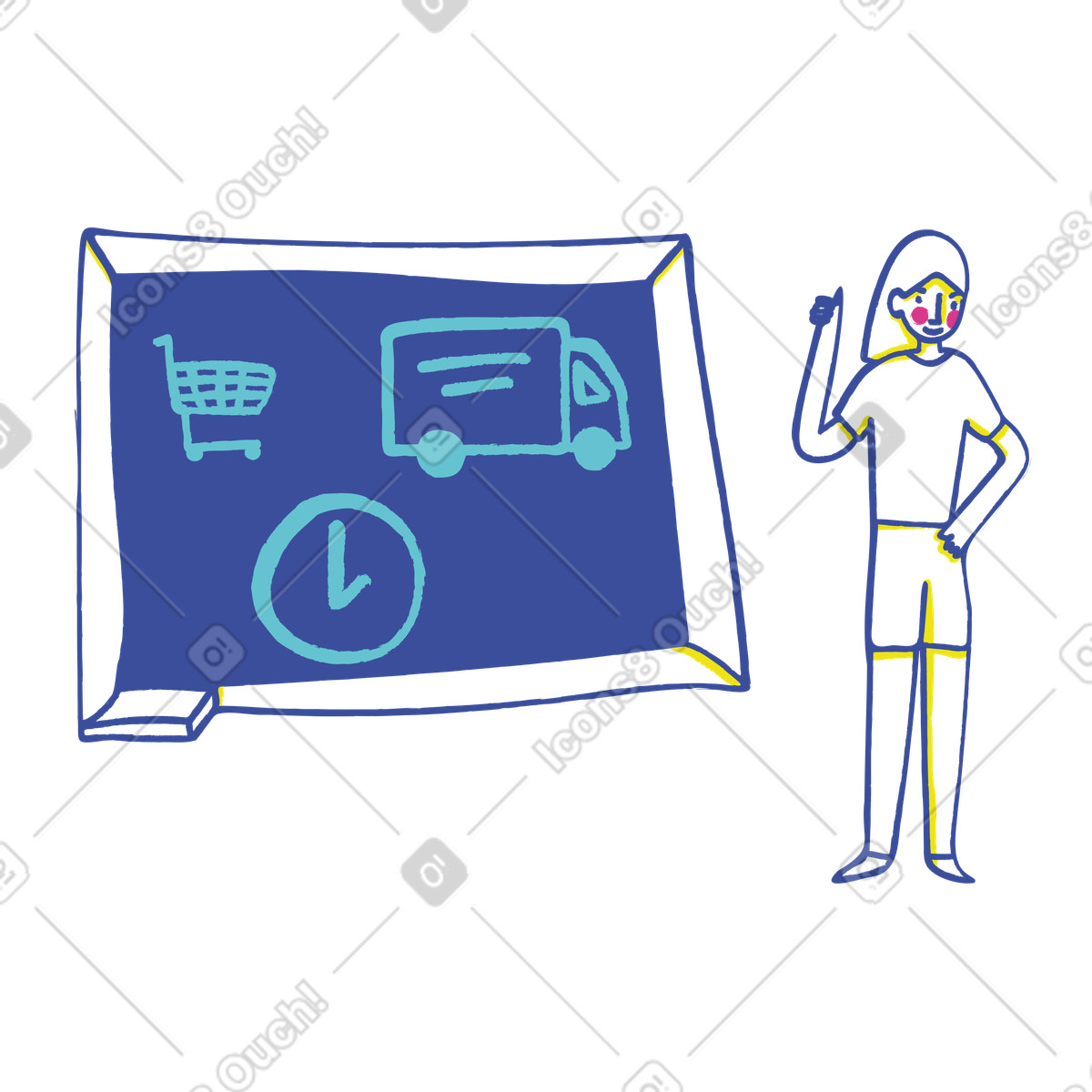 Woman managing delivery and logistics illustration in Lime style download in PNG, SVG