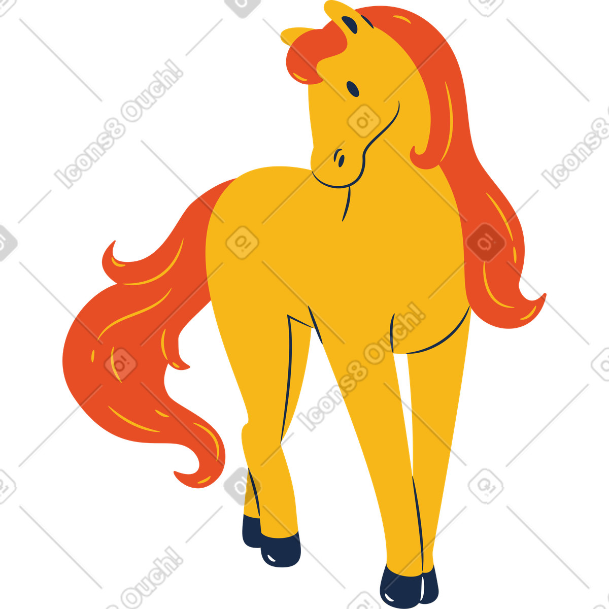 Ilustração de Cavalo em pé no estilo Flame para baixar PNG, SVG
