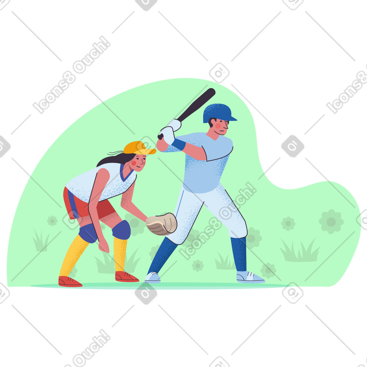 Man and woman partaking in volleyball match illustration Pale style download PNG, SVG