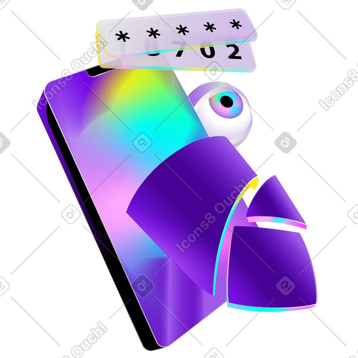 Experimental スタイルの デジタル セキュリティ、パスワードとデジタル データの盗用 のイラストをPNG、SVG形式でダウンロード