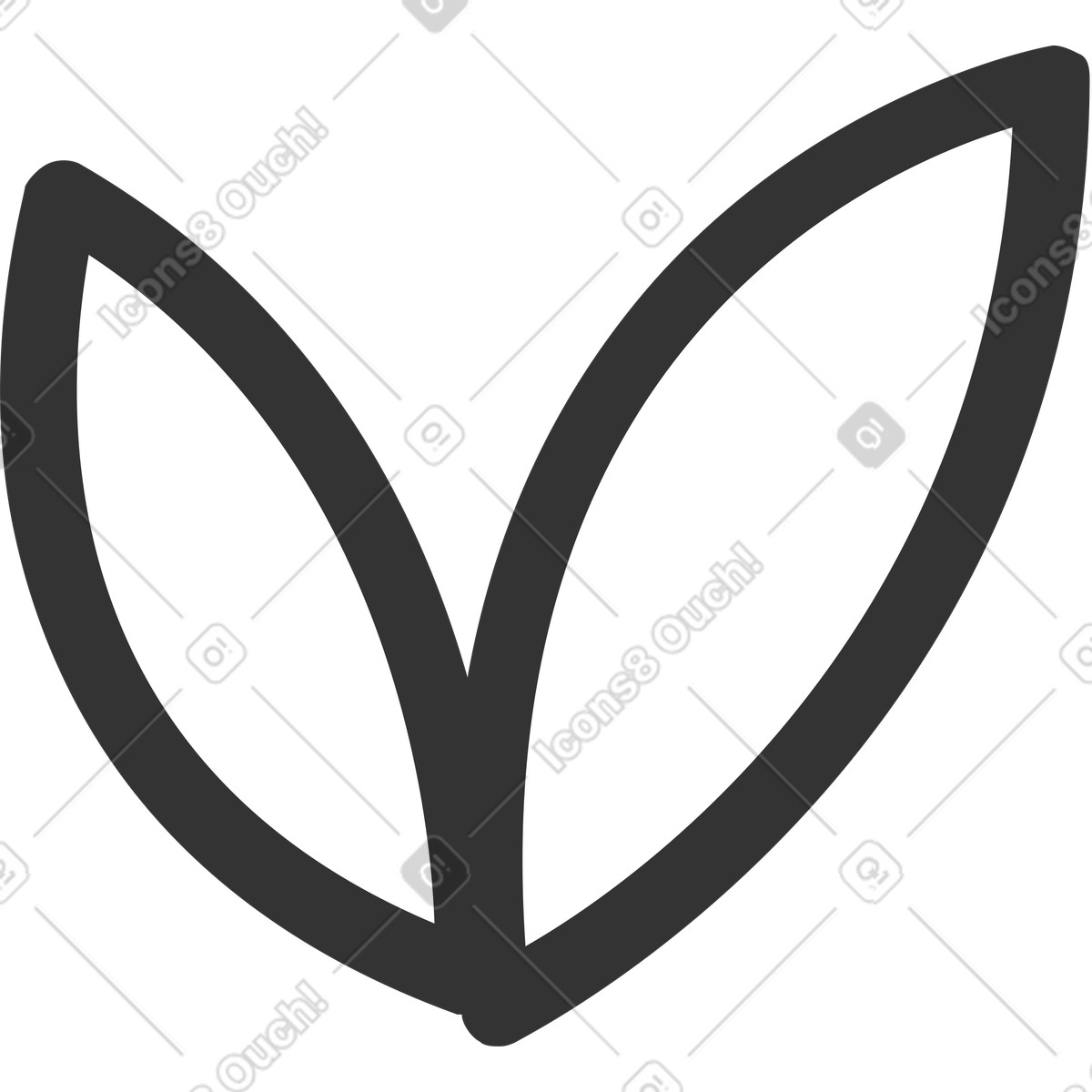 下载 Crayon 风格的 Two leaves with black outline 插画，支持 PNG、SVG 格式