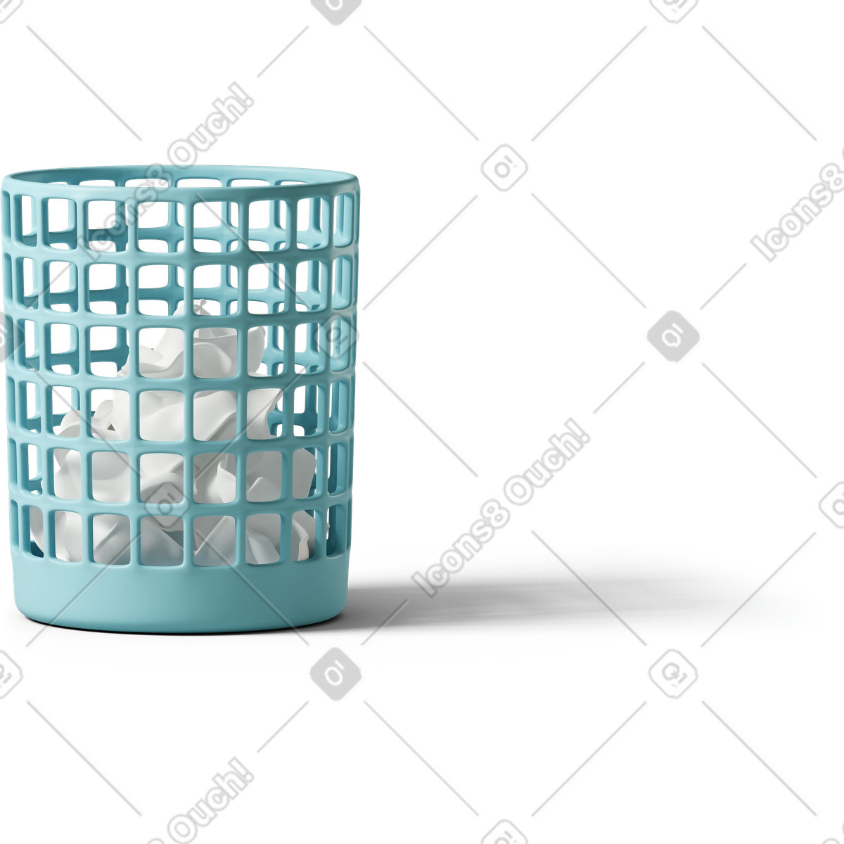 Ilustração de Blue waste paper bin em no estilo 3D Casual life para baixar em PNG, SVG
