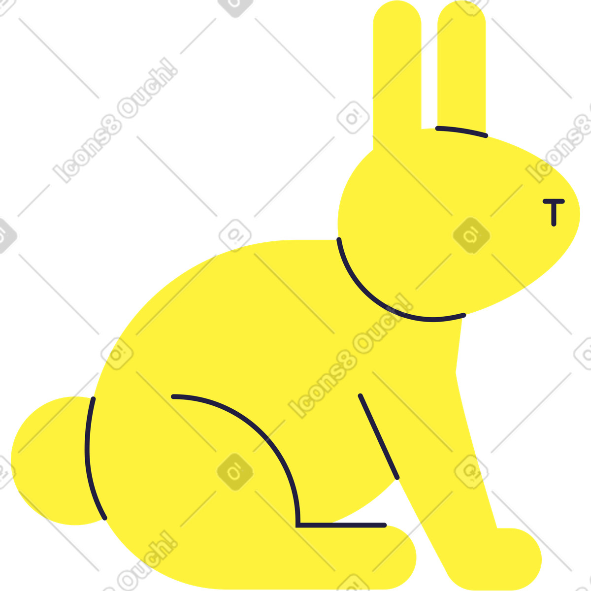 Hase-Illustration im Mellow-Stil als Download in PNG, SVG