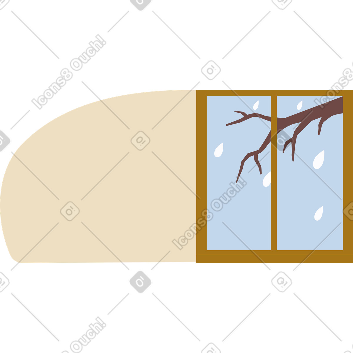 下载 Woof 风格的 Rain outside the window 插画，支持 PNG、SVG 格式