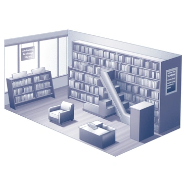 An inviting library with rows of bookshelves on different levels