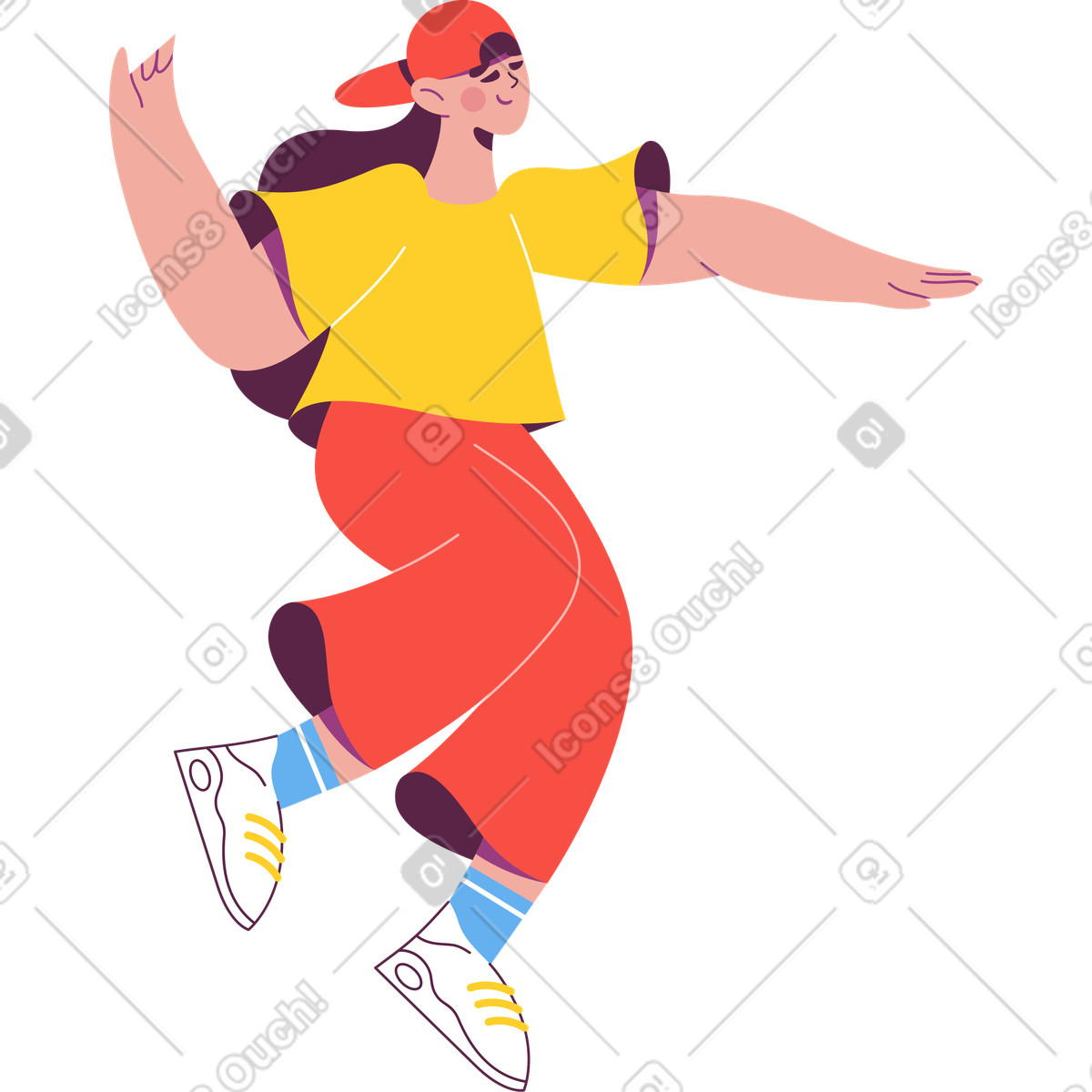 Girl illustration clipart image in PNG SVG GIF showcasing youth and vitality