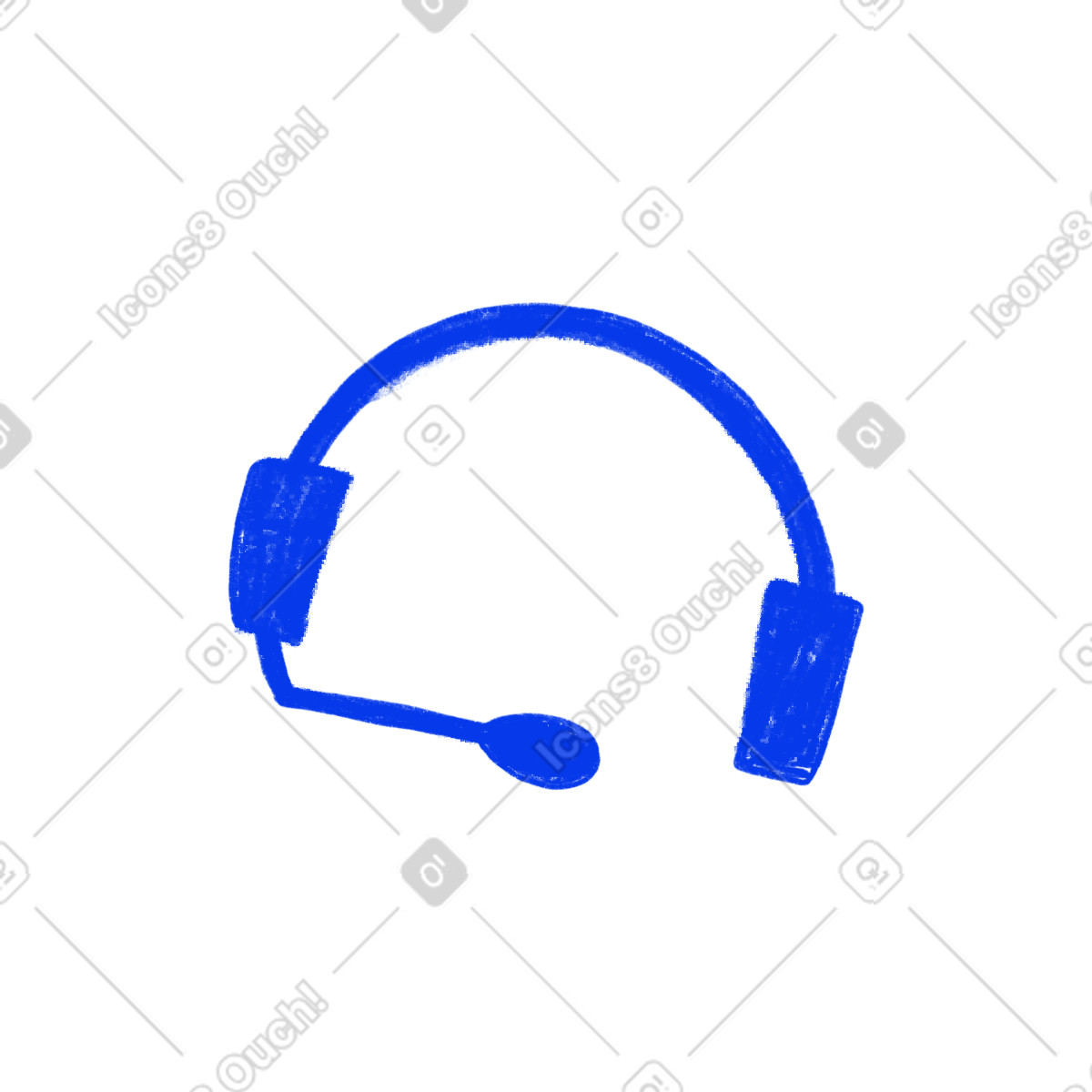 Blue headphones with microphone-Illustration im Biro-Stil als Download in PNG, SVG