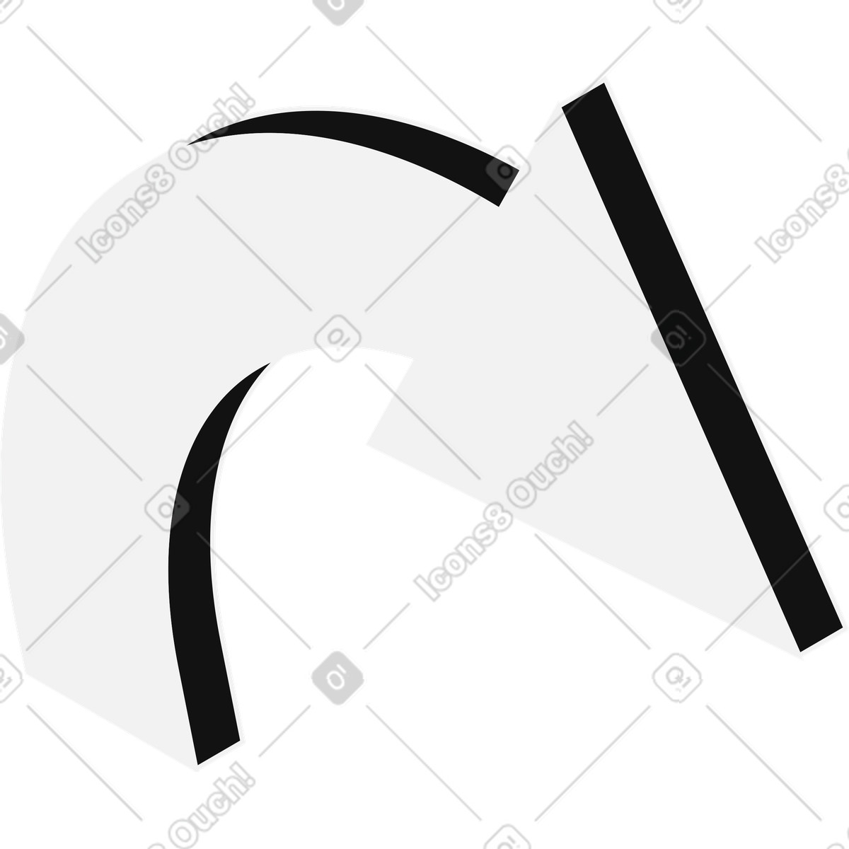 Illustration Icône de flèche retour incurvée navigation dans le style Inverse à télécharger aux formats PNG, SVG