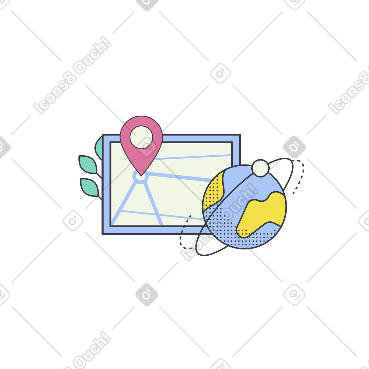 Ilustración Mapa de entrega en estilo Abstract a descargar en PNG y SVG