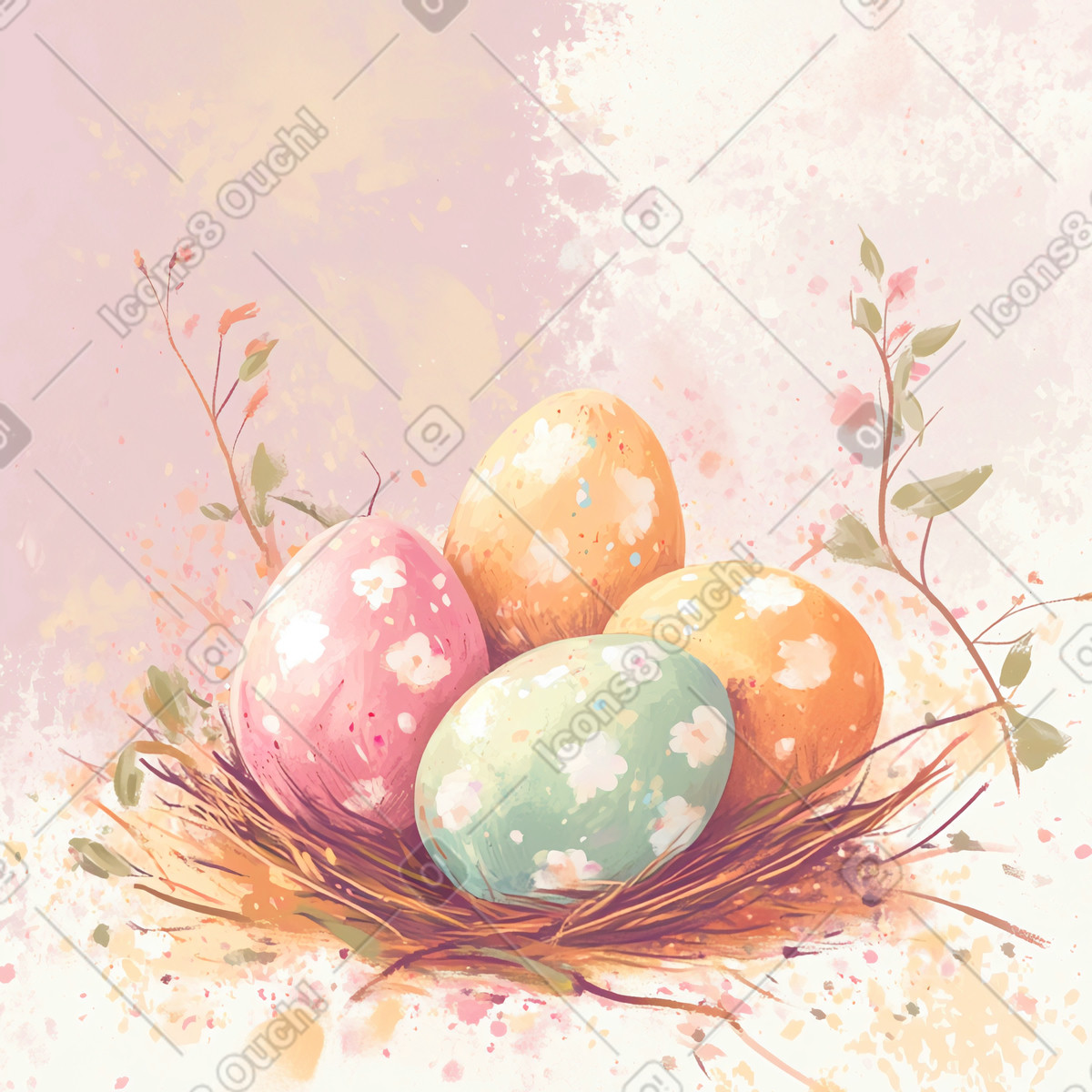 Aquarell ostereier-Illustration im Postcards-Stil als Download in PNG, SVG
