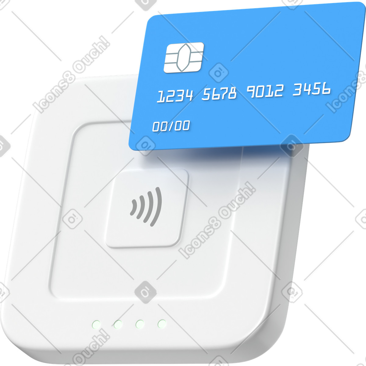Lettore per pagamento contactless e carta di credito illustrazione in stile 3D Business scarica in PNG, SVG