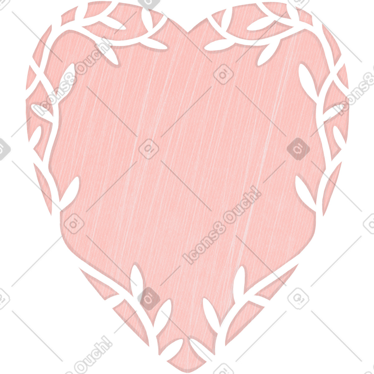Pink frame in the shape of a heart with floral pattern illustration Crafty style download PNG, SVG