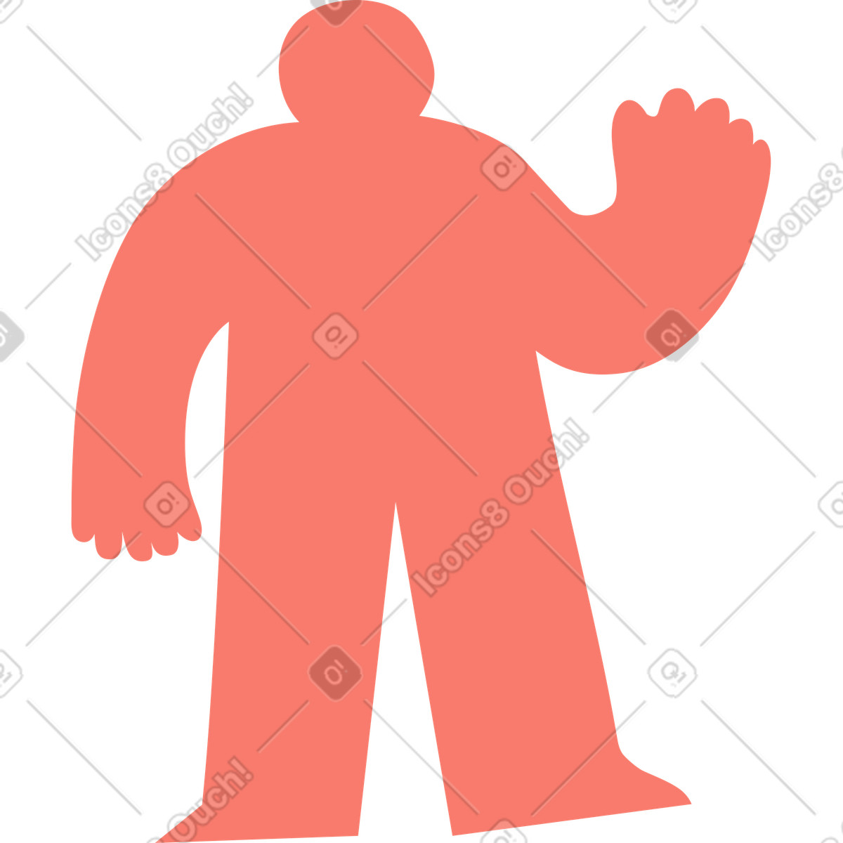 Ilustração de Silhouette character with raised hand expressing hello gesture and openness em no estilo Bold People para baixar em PNG, SVG