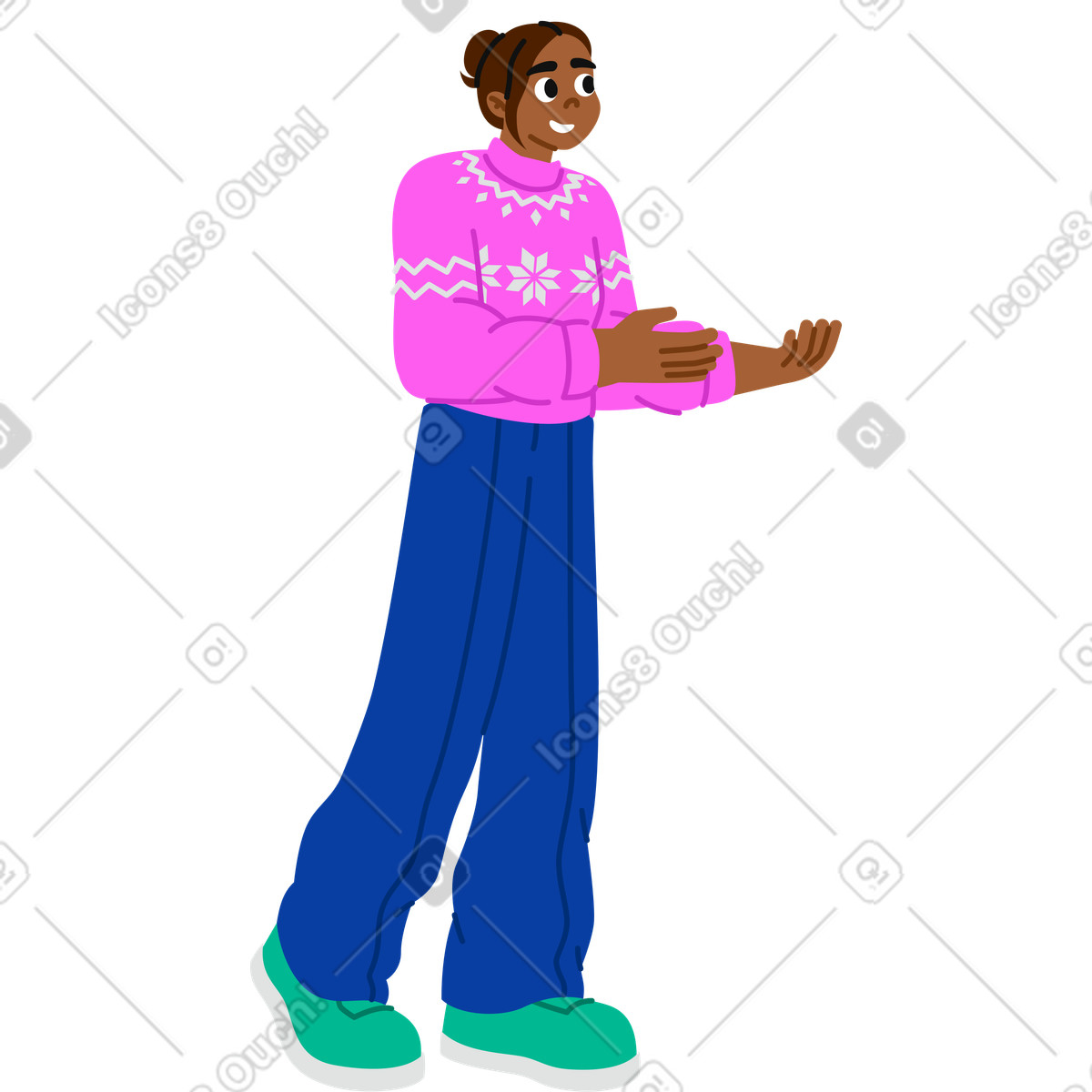 Junge frau, die etwas hält-Illustration im Active-Stil als Download in PNG, SVG