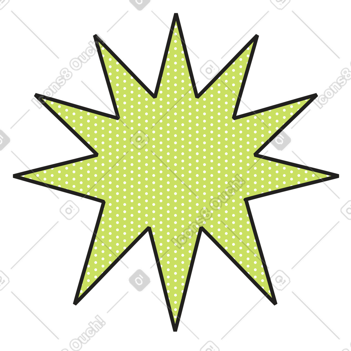 Green multi-pointed star illustration in Dazzle style download in PNG, SVG