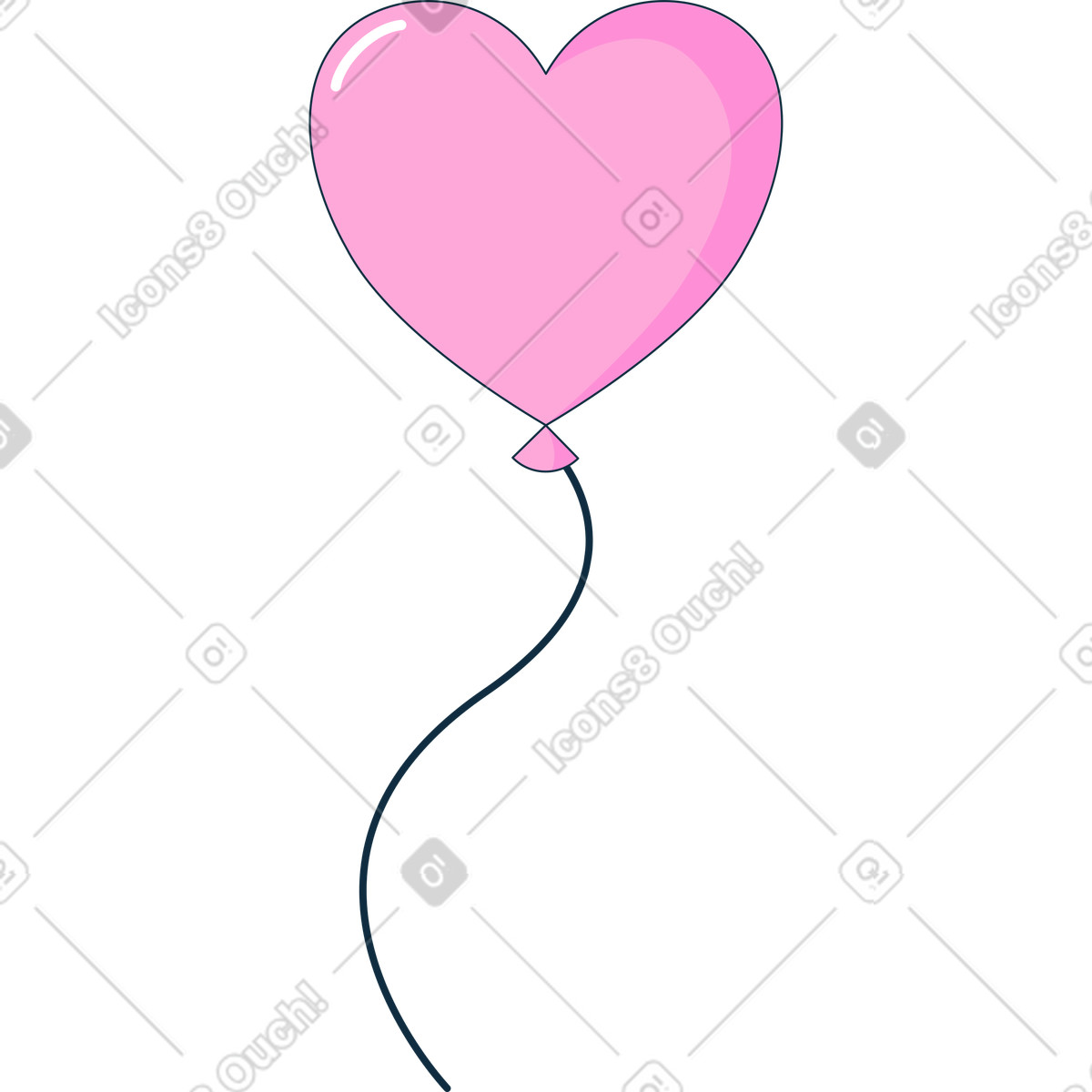 Pink heart shaped balloon illustration in Bubble gum style download in PNG, SVG