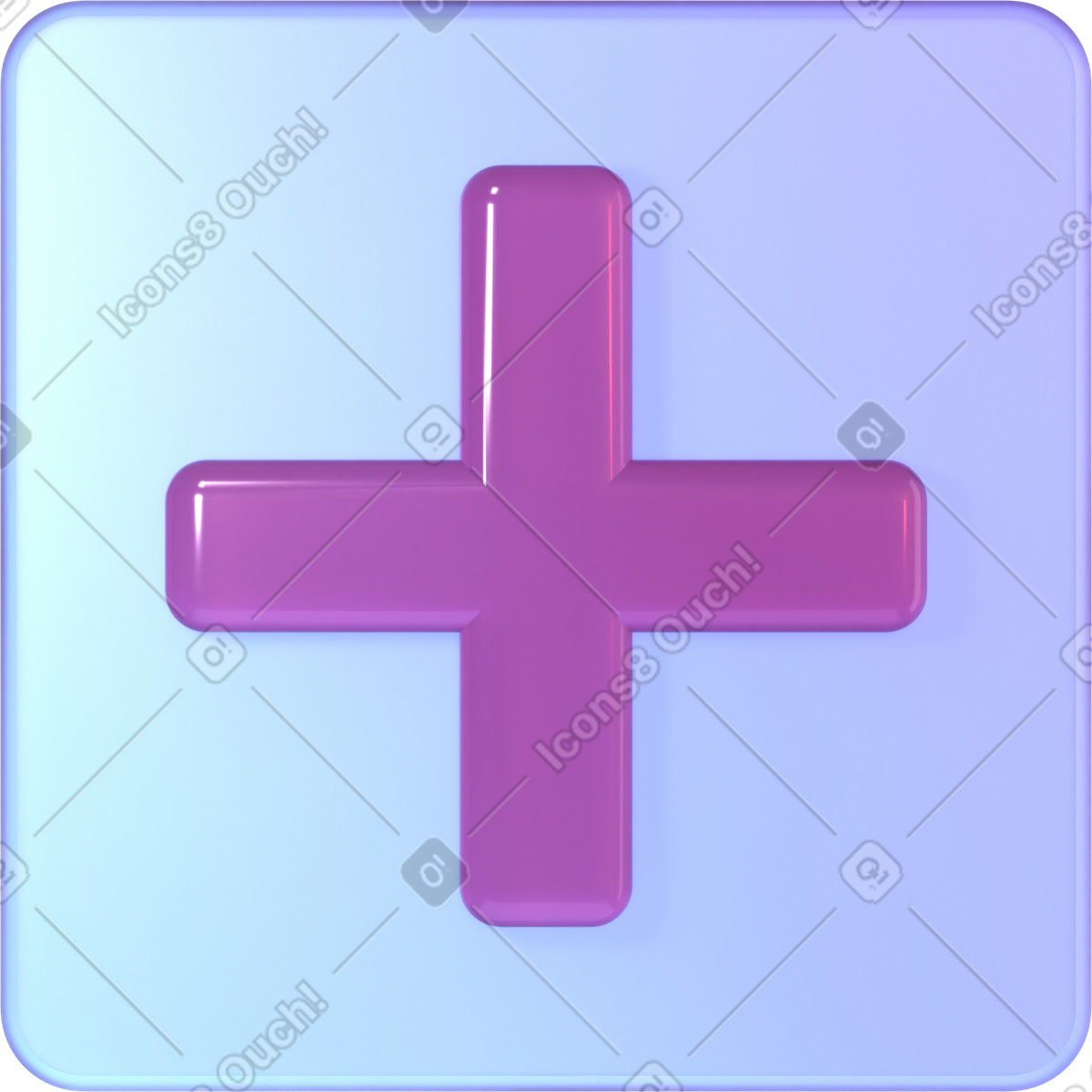 Abstract plus button illustration in 3D Glassy style download in PNG, SVG