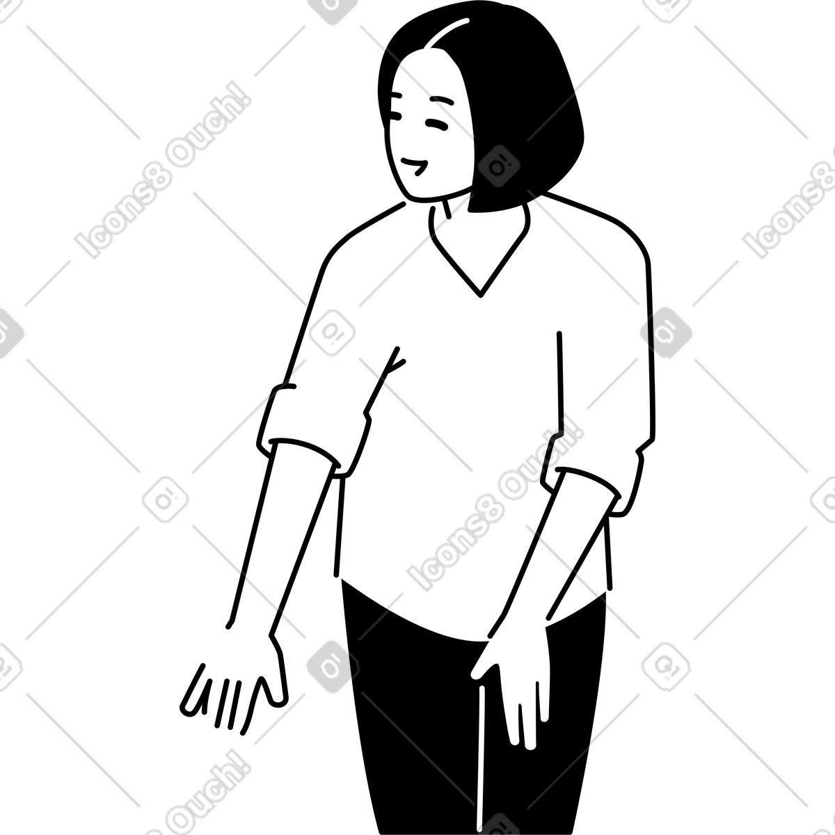 Illustration Femme tendant la main dans le style Weekday à télécharger aux formats PNG, SVG