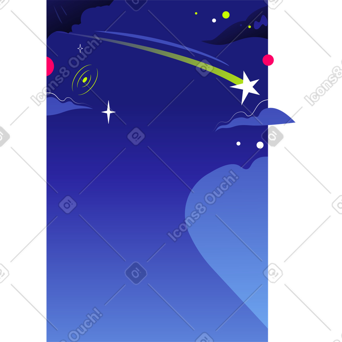 Ilustración Galaxy background with shooting star en estilo Space a descargar en PNG y SVG