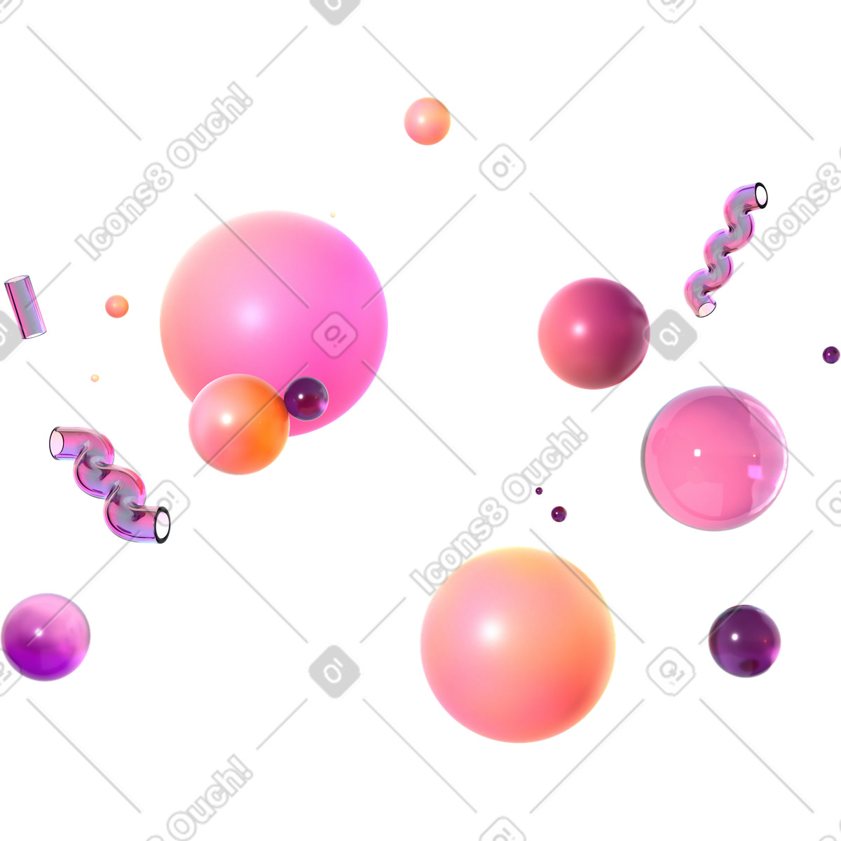 Ilustración Formas de gradiente levitantes en estilo 3D Glassy a descargar en PNG y SVG