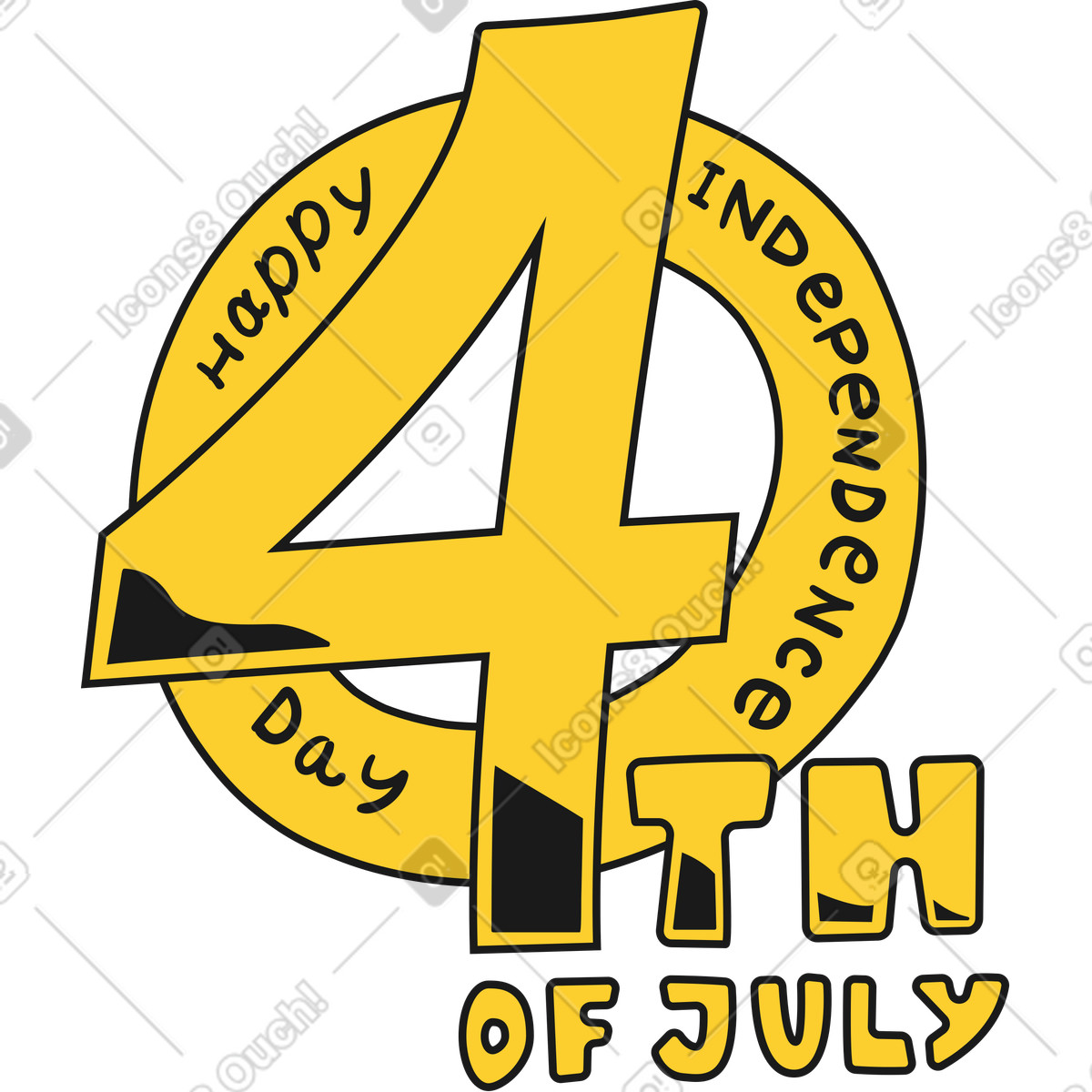 下载 Taxi 风格的 Four july 插画，支持 PNG、SVG 格式