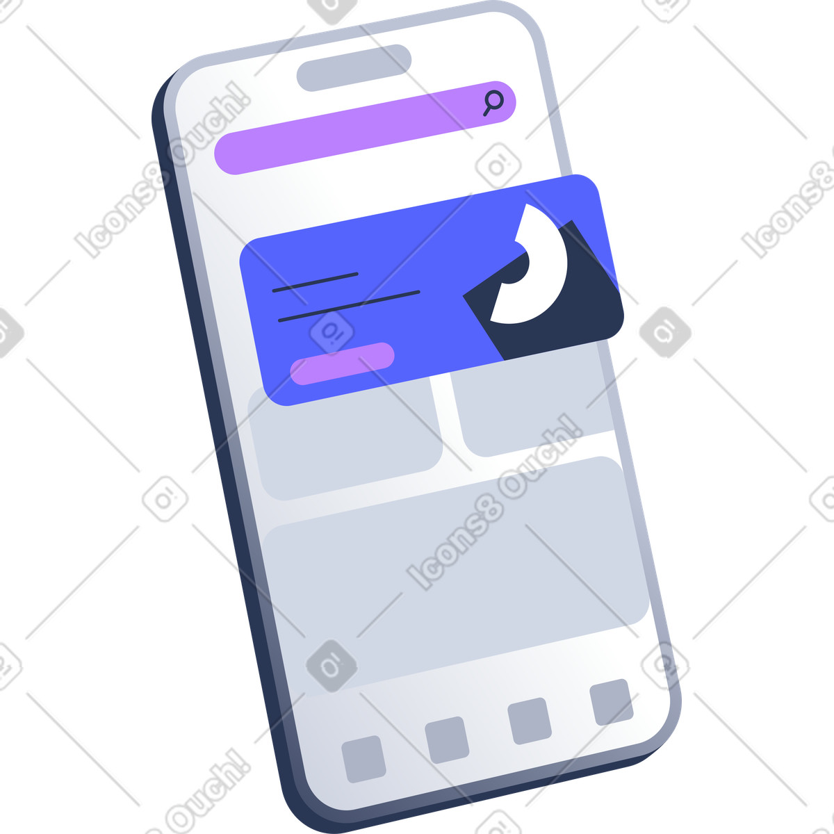 Telefono con interfaccia di app mobile illustrazione in stile Lucent scarica in PNG, SVG