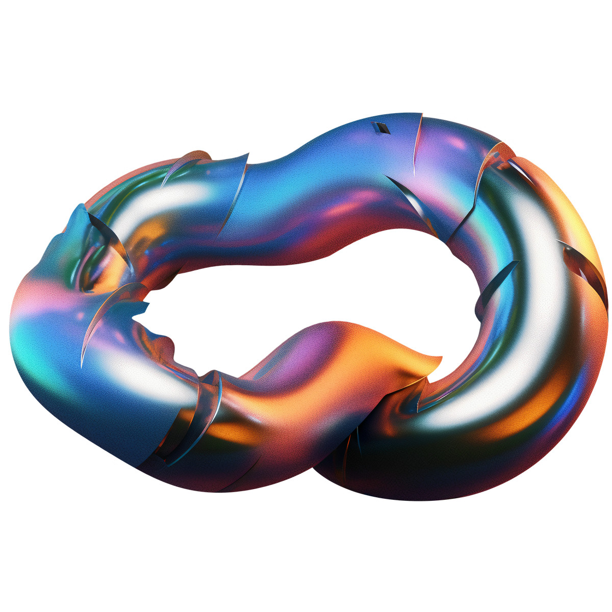 Ilustración 3D Abstract iridescent shape with sharp accents en estilo Metallic a descargar en PNG y SVG