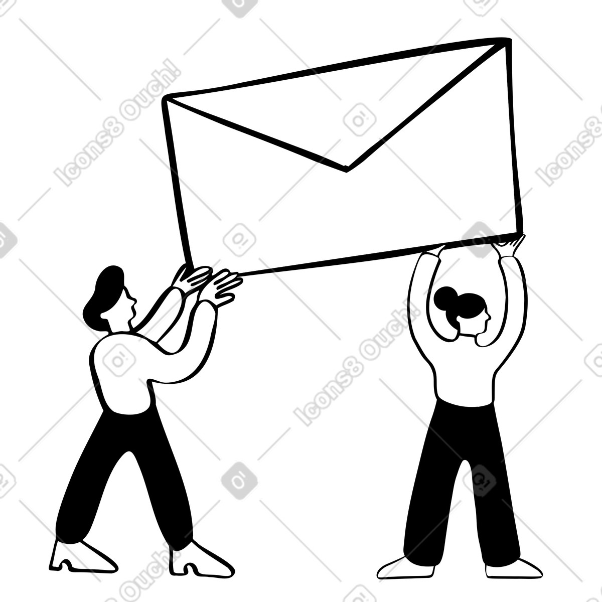 Postal workers delivering mail illustration in Journal style download in PNG, SVG