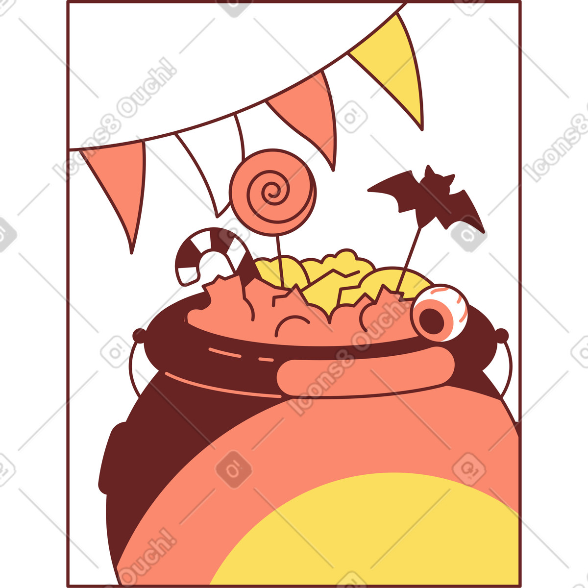 Rahmen mit kessel-Illustration im Storyline-Stil als Download in PNG, SVG
